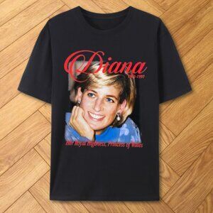 Black Princess Diana Tribute Portrait Graphic Tee Reprint